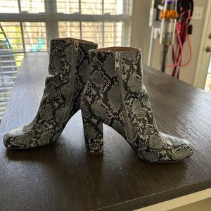 Steve Madden Pixie Blue/Grey Snake Print Boots - Size 10